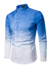 Herren Ombre Shirt Turndown Collar Blue Casual Shirts