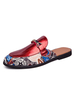Herren Pantoletten Slip-On Artwork Leder Gummi Sohle Slipper