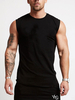 Herren Panzer Ärmellose T-Shirts Jewel Neck Black Summer Top