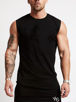 Herren Panzer Ärmellose T-Shirts Jewel Neck Black Summer Top
