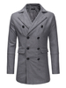 Herren Pea Coat Zweireiher Wollmantel Tasche Grau Langarm Wintermantel