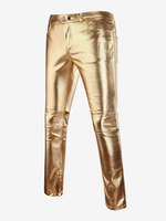 Herren Performance Nachtclub Glänzende Hose Gold-Stempel Casual Hose
