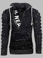 Herren Pullover Herren Pullover Strick Umlegekragen Winter Schwarz Weiß