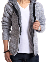 Herren Pullover Strick mit Kapuze Herbst Hellgrau Pullover Pullover