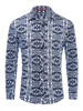 Herren Regular Fit 100% Baumwolle Artwork Print Shirt In Blau