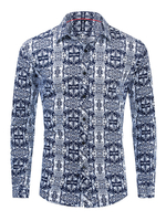 Herren Regular Fit 100% Baumwolle Artwork Print Shirt In Blau