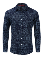 Herren Regular Fit 100% Baumwolle Artwort Printed Shirt In Deep Blue