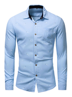 Herren Regular Fit 100% Baumwolle Bedrucktes Hemd In Blau