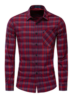 Herren Regular Fit 100% Baumwolle Kariertes Hemd in Rot mit einer Tasche