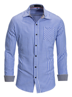 Herren Regular Fit 100% Baumwolle Streifenhemd In Blau