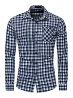 Herren Regular Fit Kariertes Hemd aus 100% Baumwolle in Blau