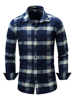 Herren Regular Fit Kariertes Hemd aus 100% Baumwolle in Blau