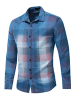Herren Regular Fit Kariertes Hemd aus 100% Baumwolle in Blau