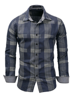 Herren Regular Fit Kariertes Jeanshemd