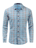 Herren Regular Fit Kariertes Jeanshemd in Blau