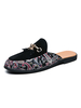 Herren Sandalen Slip-On Artwork Metall Details Leder Gummisohle Herren Pantoletten