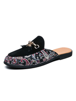 Herren Sandalen Slip-On Artwork Metall Details Leder Gummisohle Herren Pantoletten