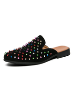 Herren Sandalen Slip-On Artwork Nieten Nieten Leder Gummisohle Sohle Spike Mules