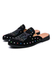 Herren Sandalen Slip-On Artwork Nieten Pailletten Leder Gummisohle Herren Sommer Pantoletten