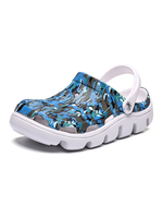 Herren Sandalen Slip-On Artwork PU Leder EVA Sohle Casual Blue Clogs Schuhe