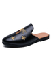 Herren Sandalen Slip-On bestickte PU-Leder Gummisohle Herren Pantoletten