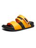 Herren Sandalen Slip-On Farbblock PU Leder Split Sohle Gelb Slipper