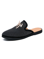 Herren Sandalen Slip-On Metall Details Leder Gummisohle Herren Pantoletten