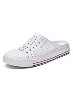 Herren Sandalen Slip-On PU Leder EVA Sohle Runde Zehen Casual White Clogs Schuhe
