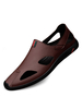 Herren Sandalen Slip-On Rindsleder Gummisohle Kaffee Braun Flache Sandalen