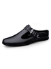 Herren Sandalen Slip-On Rindsleder Gummisohle Schwarz Flache Sandale