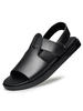 Herren Sandalen Slip-On Rindsleder Gummisohle Schwarz Flache Sandalen