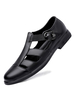Herren Sandalen Slip-On Rindsleder Gummisohle Schwarz Flache Sandalen
