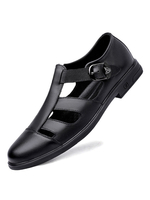 Herren Sandalen Slip-On Rindsleder Gummisohle Schwarz Flache Sandalen