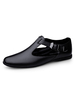 Herren Sandalen Slip-On Rindsleder Gummisohle Schwarze Flache Sandalen