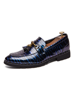 Herren Schuhe Fashion Round Toe Slip-On PU Leder Schwarz Oxfords