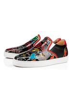 Herren Schwarz Loafer Round Toe Printed Slip On Schuhe Freizeitschuhe