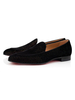 Herren Schwarz Wildleder Kleid Loafer Schuhe Slip-On Schuhe Mit Strasssteinen