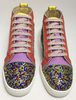 Herren Skate Schuhe Strass Farbe Block flache Schnürschuhe Runde Spitze lässig