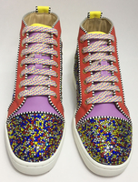 Herren Skate Schuhe Strass Farbe Block flache Schnürschuhe Runde Spitze lässig