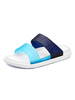 Herren Slipper Sandalen Slip-On Farbblock PU Leder Split Sohle Open Toe Blue Slipper