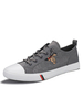 Herren Sneakers Graue Mode Leinwand Runde Zehen Low-Tops Flache Schuhe