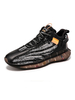 Herren Sneakers Schwarz Gemütliches PU-Leder Round Toe Artwork Pattern Low-Tops Sportschuhe