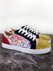 Herren Spike Sneakers 2020 Schuhe Rote runde Zehennieten Schnüren In verschiedenen Colorblock Casual Skateschuhen