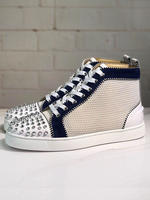 Herren Spike Sneakers 2020 Schuhe Weiße runde Zehennieten schnüren sich in verschiedenen Colorblock High Top Casual Skateschuhen