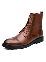 Herren Stiefel Fabulous PU Leder Round Toe Coffee Brown Cowboystiefel