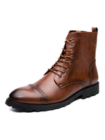 Herren Stiefel PU Leder Round Toe Lace Up Braune Martin Stiefel