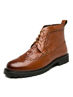 Herren Stiefel PU Leder Runde Lace Up Toe Low Tops Braune Stiefeletten