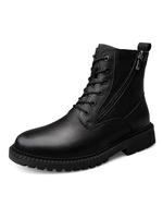 Herren Stiefeletten Bequeme PU Leder Round Toe Lace Up Schwarze Martin Stiefel