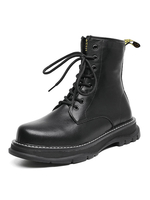 Herren Stiefeletten Bequeme runde Spitze PU Leder Schwarz Martin Stiefel