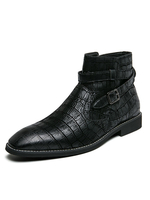 Herren Stiefeletten Moderne PU Leder Round Toe Plus Size Schwarz Cowboystiefel